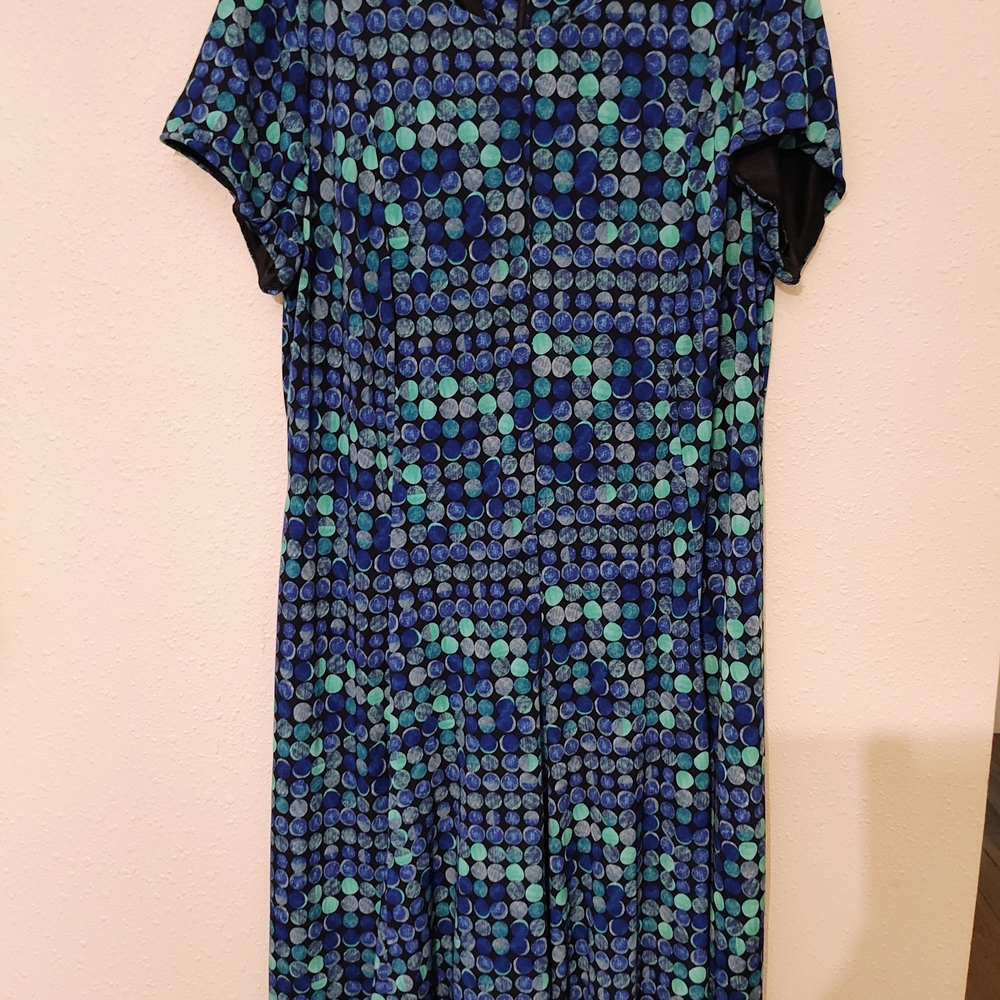 Jessica Howard Blue and Green Dot Midi Dress